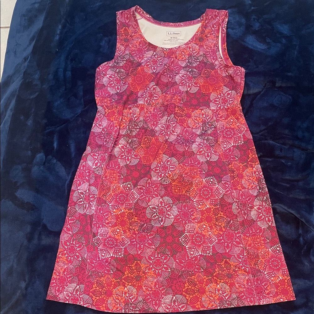 L.L. Bean Pink and Red Floral Dress